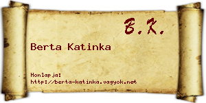 Berta Katinka névjegykártya